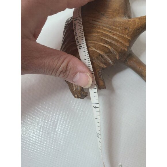 Vintage Brown Hand Carved Wood Roaring Lion Figurine Statue Collectible Animal - Picture 8 of 9